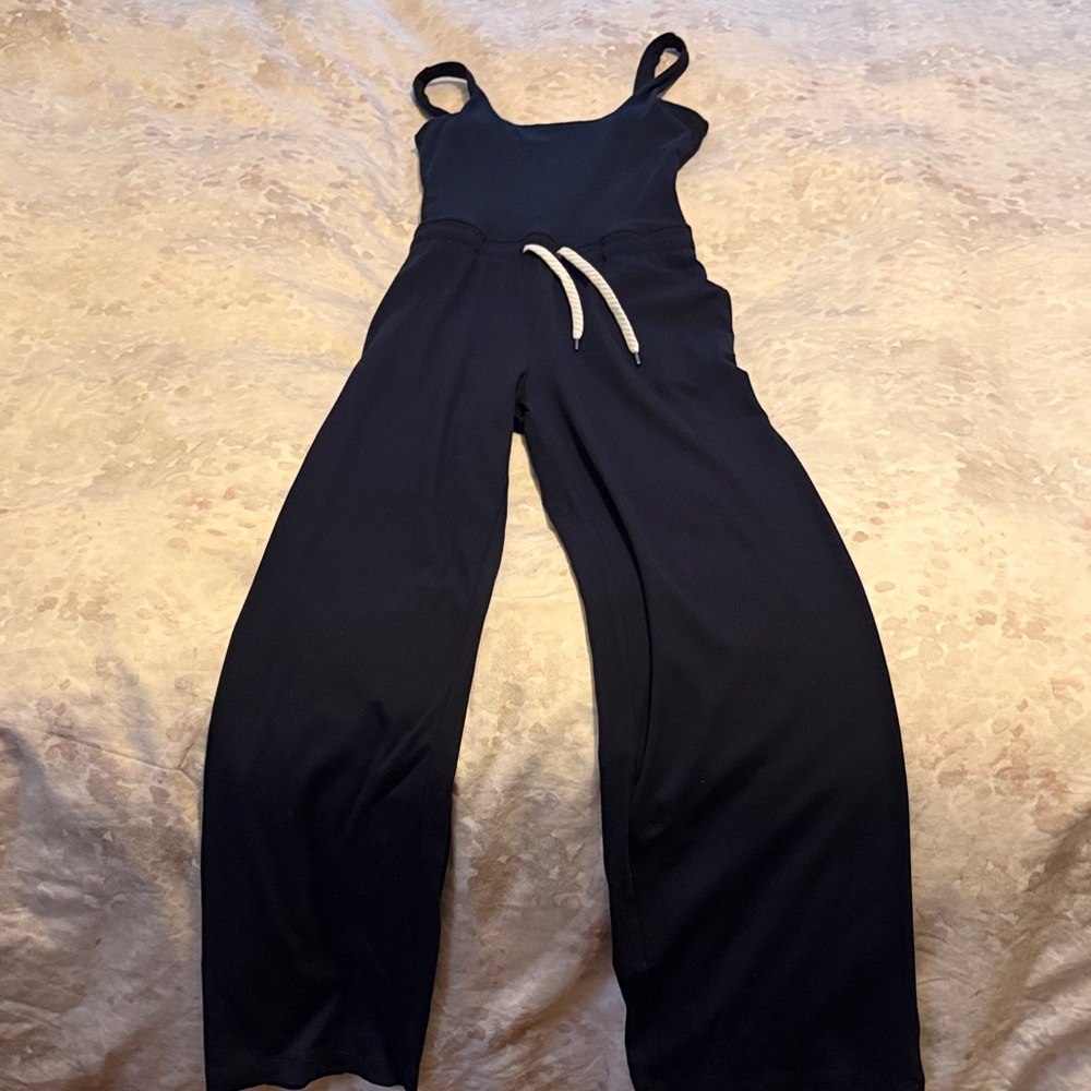 Vuori Black Wide-Leg Jumpsuit with Drawstring